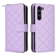 thumbnail image 1 of Quilted Wallet Phone Case with Strap & Stand for Samsung Galaxy S23 Zippered Card Holder Purple, 1 of 6
