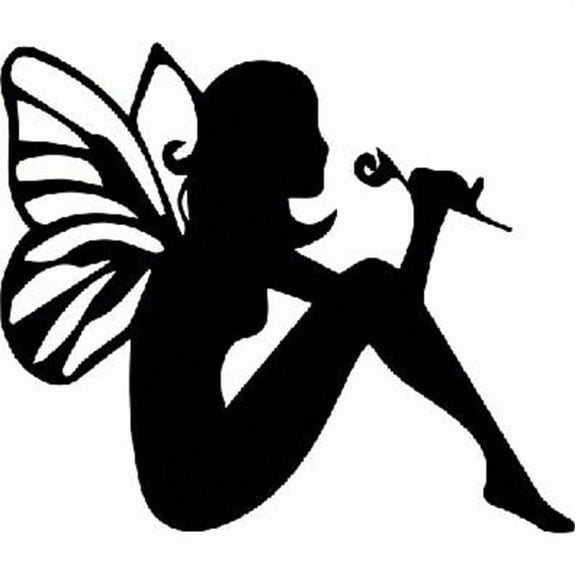 Fairy with Rose Decal | 5.5-Inches | Cute Tinker | Black Vinyl Decal