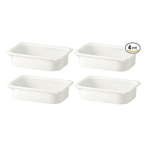 4x TROFAST Storage Box,White Container 16 ½x11 ¾ x 4