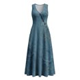 thumbnail image 7 of Oplxuo Summer Maxi Dresses for Women Linen V Neck Sleeveless Beach Sundress Button Casual Loose Tank Dress with Pockets, 7 of 7
