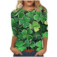 thumbnail image 2 of St. Patrick's Day Tshirt, Womens 3/4 Sleeve Tops, Round Neck Blouses Fashion Women's Tees Casual Crewneck 3/4 Sleeves Loose T Shirt Ladies Tops Blouses Shirts, 2 of 5