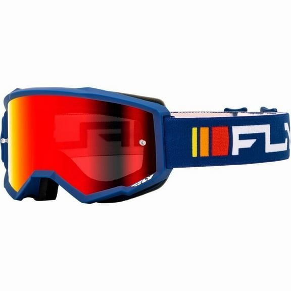 Fly Racing Zone Goggles Navy/White / Red Mirror Smoke Lens (Blue Navy/White / Red Mirror Smoke Lens)