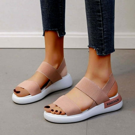 

BONIXOOM Sandals Women Clearance Fall None Platform Casual Fashion Womens Shoes Pink Size 4.5