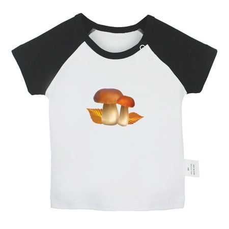 

Nature Pattern Mushroom T shirt For Baby Newborn Babies T-shirts Infant Tops 0-24M Kids Graphic Tees Clothing (Short Black Raglan T-shirt 12-18 Months)