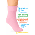 thumbnail image 2 of Women's Diabetic Ankle Socks - 3 Pairs, Soft Cotton, Non-Binding, Seamless Toe, Circulation Support, Shoe Size 9-11(Pink), 2 of 7
