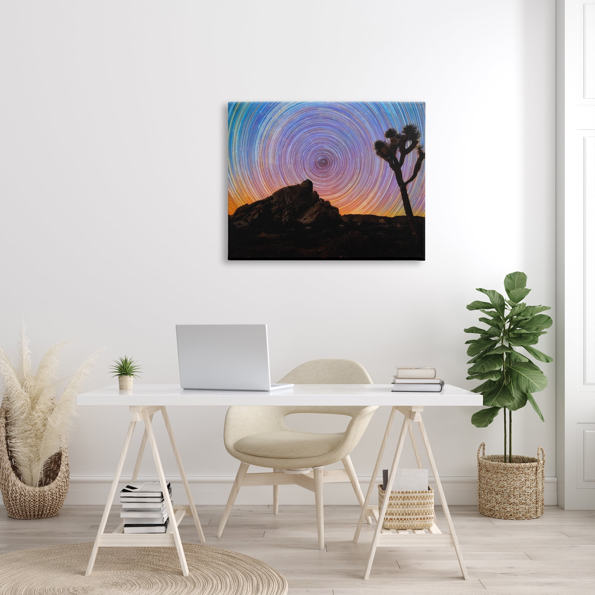 Stupell Industries Kaleidoscopic Swirl Pattern Sky Desert Tree Silhouette Graphic Art Gallery Wrapped Canvas Print Wall Art, Design by Lincoln Harrison