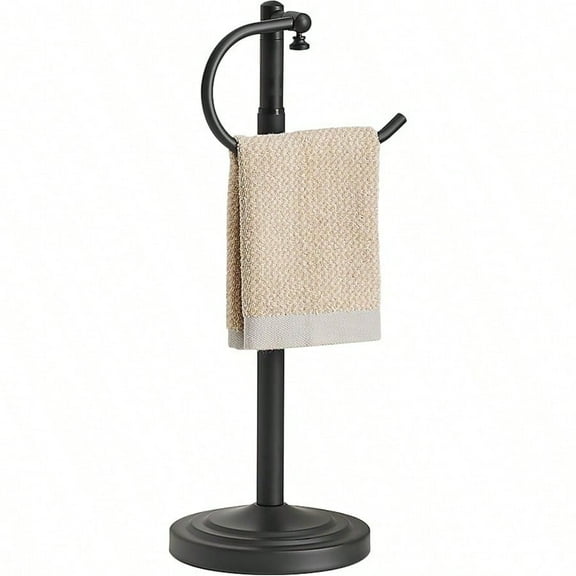 Hand Towel Holder StandStanding Towel Racks For Bathroom Hand Towel Holder For Bathroom Kitchen Vanity Countertops Stainl Steel Adjustable Towel Bar 16.526 Inch Matte Black
