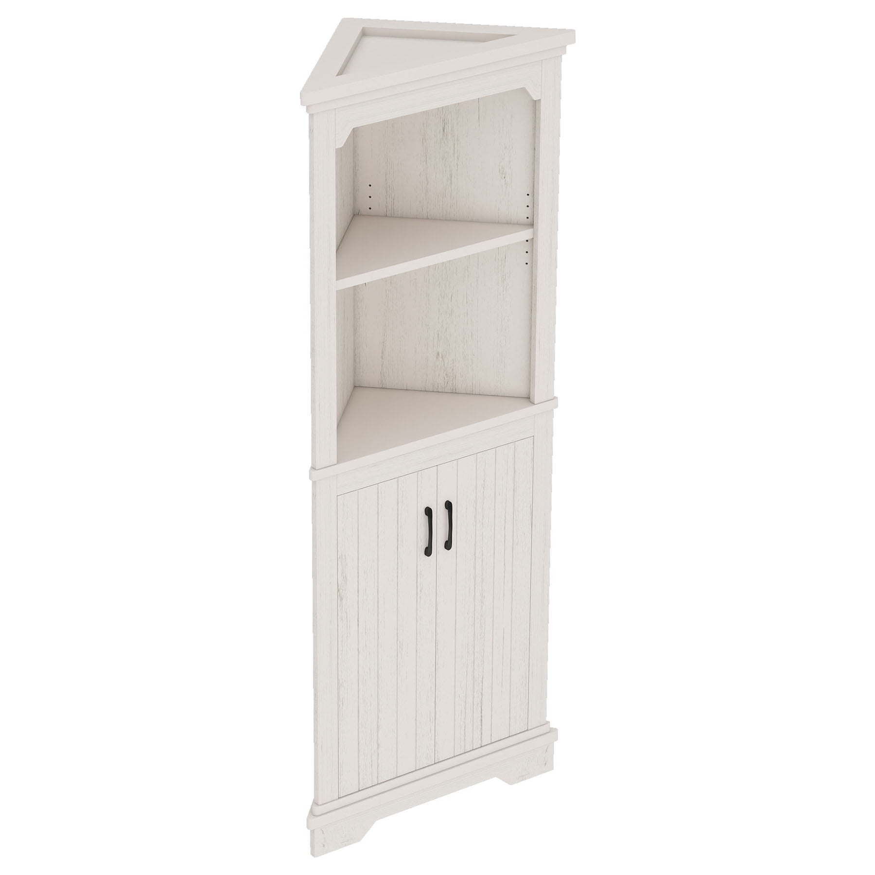 S-HOME Ample Storage Tall Corner Cabinet with Doors and Shelves For Living Room or Bathroom Stylish MDF Furniture, Beige