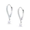 thumbnail image 2 of Dangle Hoop Leverback Round & Princess Cut Earrings CZ 925 Sterling Silver 22mm, 2 of 5