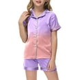 thumbnail image 5 of Godom Pajama Set for Kid Girls Satin Pajama Silk PJ Short Sleeve Sleepwear 2Pcs Nightwear Sleepwear, 5 of 5
