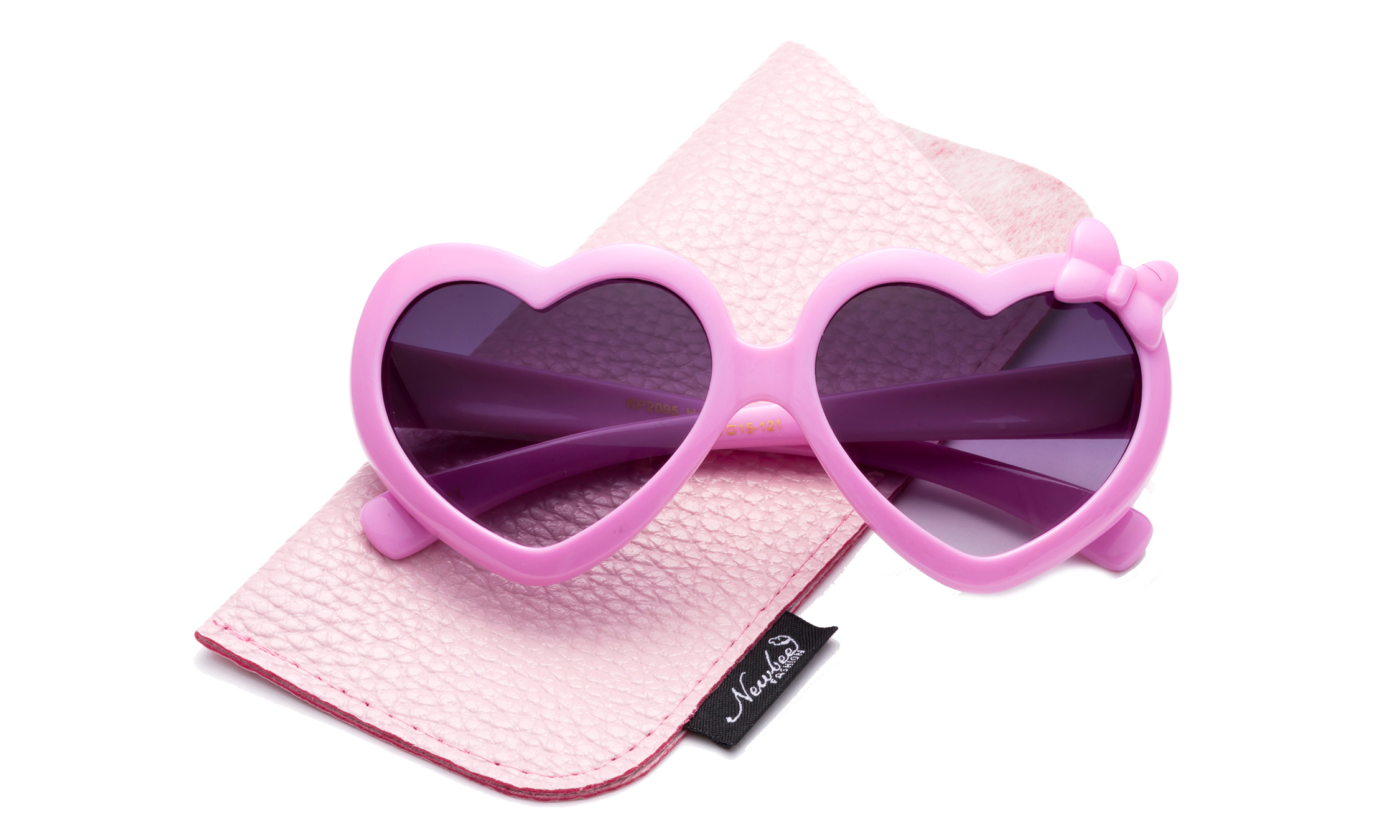 Newbee Fashion- Girls Heart Sunglasses with Bow Cute Heart Shaped Sunglasses for Girls Fashion Sunglasses UV Protection w/Carrying Pouch - image 3 of 3