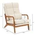thumbnail image 7 of Modern Accent Chair with High Backrest and 1 Lumbar Pillow, Iron Frame Linen Material Armchair with Detachable Backrest and Seat, Upholstered Casual Chair with Solid Wood Arm, Off-White, 7 of 7
