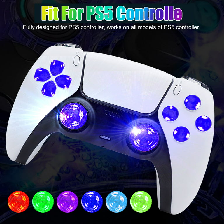 LED Kit Fit for PlayStation 5 Controller, EEEkit 6 Colors Luminated D-pad,  Thumbstick, Share Option, Home Face Buttons, Replacement Classical Face