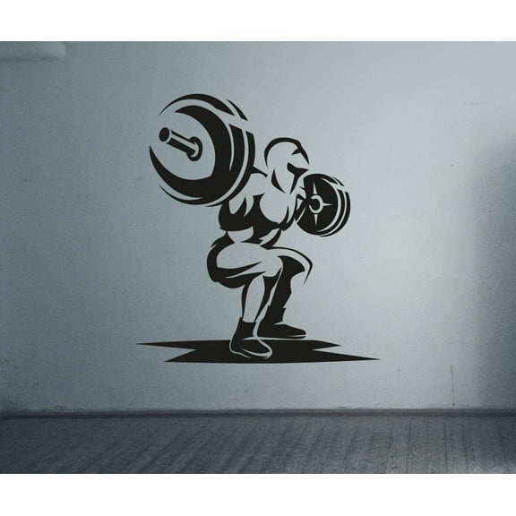 Body Builder Weight Lifting Silhouette Home Gym Wall Decor Fitness Inspiration Vinyl Wall Art Sticker Decal Home Gym Workout Area Exercise Wall Décoration Design Wall Décor Decal Size (20x18 inch)