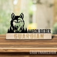 thumbnail image 2 of Craftnamesign Custom Wooden Wolf Desk Name Plate, Wolf Lover Metal Nameplate for desk, 2 of 5