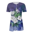 thumbnail image 4 of Kezqiaxn Summer Tops for Women Flora Short Sleeve Button Down Shhirts Pleated V-Neck Work Blouses Plus Size Fashion, 4 of 5