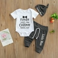 thumbnail image 2 of Seyurigaoka Baby Boys 3Pcs Summer Outfits Short Sleeve Romper +Knot Pants +Hat, 2 of 7