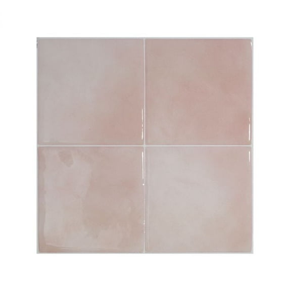 Smart Tiles Peel and Stick Backsplash, 5 Adhesive Tiles, Zellige Pink, 9"x9"