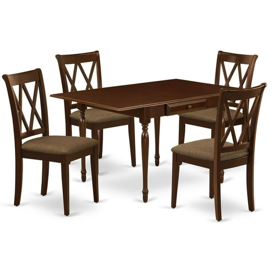 East West Furniture Dining Room Set Oak, MZAN5-OAK-LC
