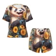 thumbnail image 2 of Yiaed Elegant Cute Panda Sunflower Print Short Sleeve Pajama Sets for Women Casual Crew Neck 2 Piece Lounge Sets Women's Short-Sleeved Pajama-4X-Large, 2 of 5