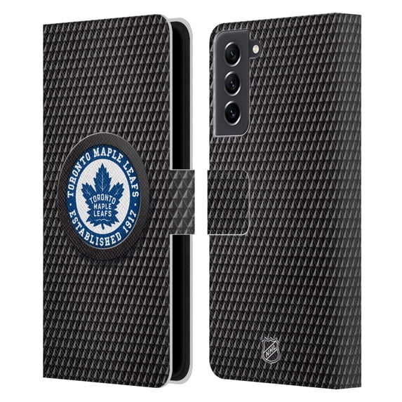 Head Case Designs Officially Licensed NHL Toronto Maple Leafs Puck Texture Leather Book Wallet Case Cover Compatible with Samsung Galaxy S21 FE 5G