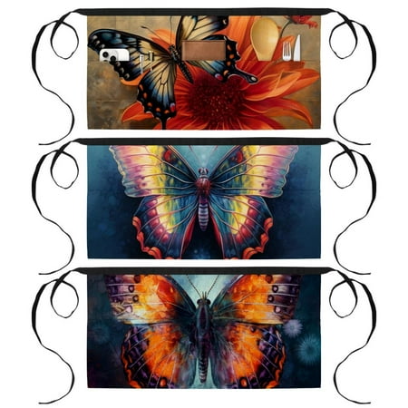 

Butterfly Art Apron with 3 Pockets Printed