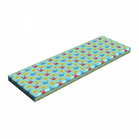 

Yellow Submarine Bench Pad Underwater Life Theme Pattern Submarines Whales and Crabs Print HR Foam Cushion with Decorative Fabric Cover 45 x 15 x 2 Aqua and Mustard by Ambesonne