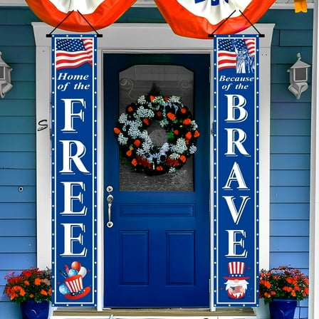 American Flag Patriotic Porch Banner,Front Porch Happy American Flag Porch Banner & Happy American Flag Patriotic Door Banner for Outdoor Indoor American Flag Patriotic Party Decorations Supplies