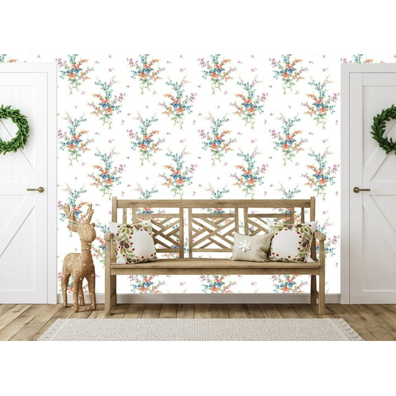 Carnation Bouquet Peel and Stick Floral Wallpaper 10'L x 24''