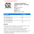 thumbnail image 2 of Front Brake Pad and Rotor Kit - Compatible with 2000 - 2002 Dodge Dakota 2001, 2 of 2