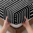 thumbnail image 3 of Twin XL Size Fitted Sheet Set - Black Boho 2 Piece Bedding Sets 16" Deep Pocket Fitted Sheet with 1 Pillowcases, Abstract Geometric Curves Lines Mminimalist Brushed Microfiber Hotel Luxury Bed Sheets, 3 of 9
