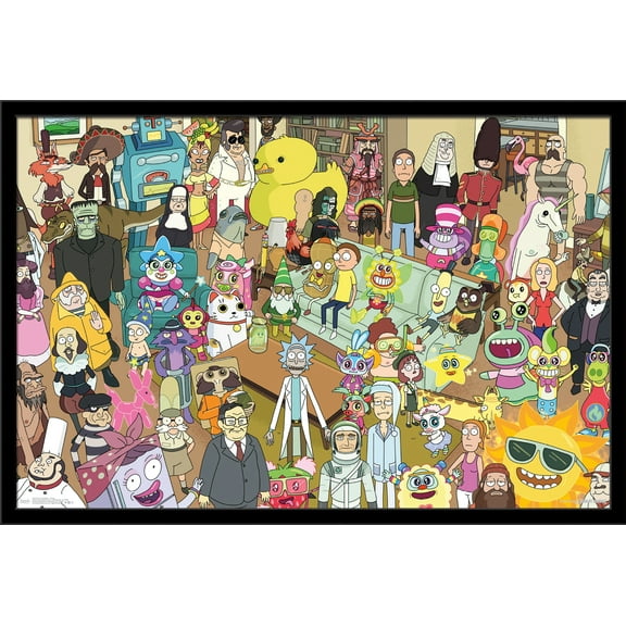 Rick And Morty - Group Wall Poster, 22.375" x 34", Framed