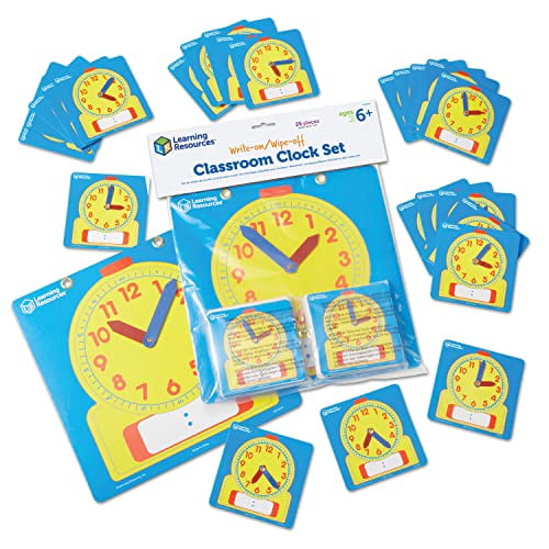 LEARNING RESOURCES LER0575 WRITE-ON/WIPE-OFF CLOCKS CLASS SET-1 OF 0573 & 24 OF 0572