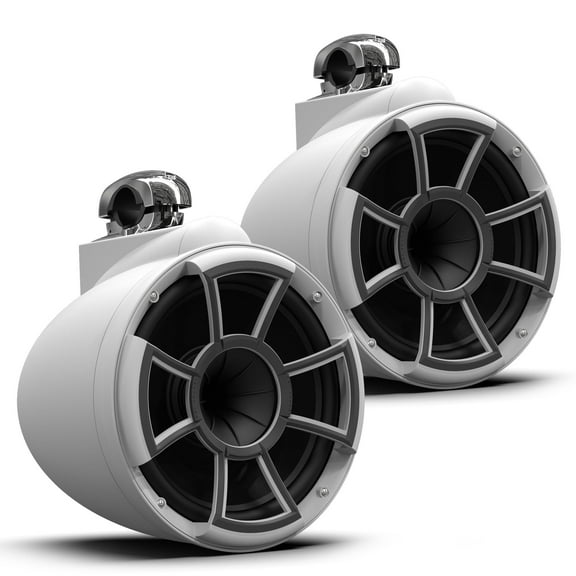 Wet Sounds REV 10 SE W-FC V2 MINI - Matte White REV10 Special Edition - Revolution Series 10" Tower Speakers, Pair with Mini Fixed Clamps