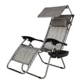 thumbnail image 2 of Zero Gravity Lounge Chair Folding Recliner with Shade Canopy Cup Holder for Patio Beach Pool Yard Garden Outdoor, Gray, 2 of 8