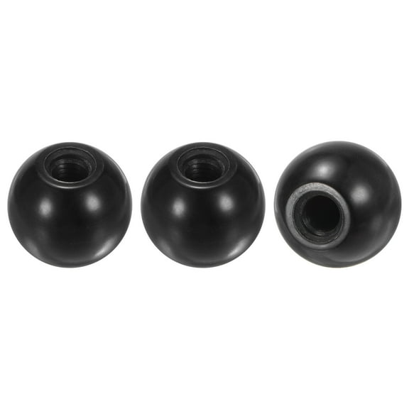 3-Pack Threaded Ball Knobs, M8 Female Thread 25mm Dia. Thermoset Phenolic Lever Handle [Black]
