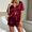 Wine, variant on IUYRTFE Women's Satin Pajama Set V-Neck Short Sleeve Button Down Top and Shorts 2 Piece Sleepwear