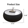 thumbnail image 2 of Noble House Simin 28" Drum Marble Top Coffee Table, Modern Leather Wrapped Accent Table, for Living Room, Black, 2 of 4