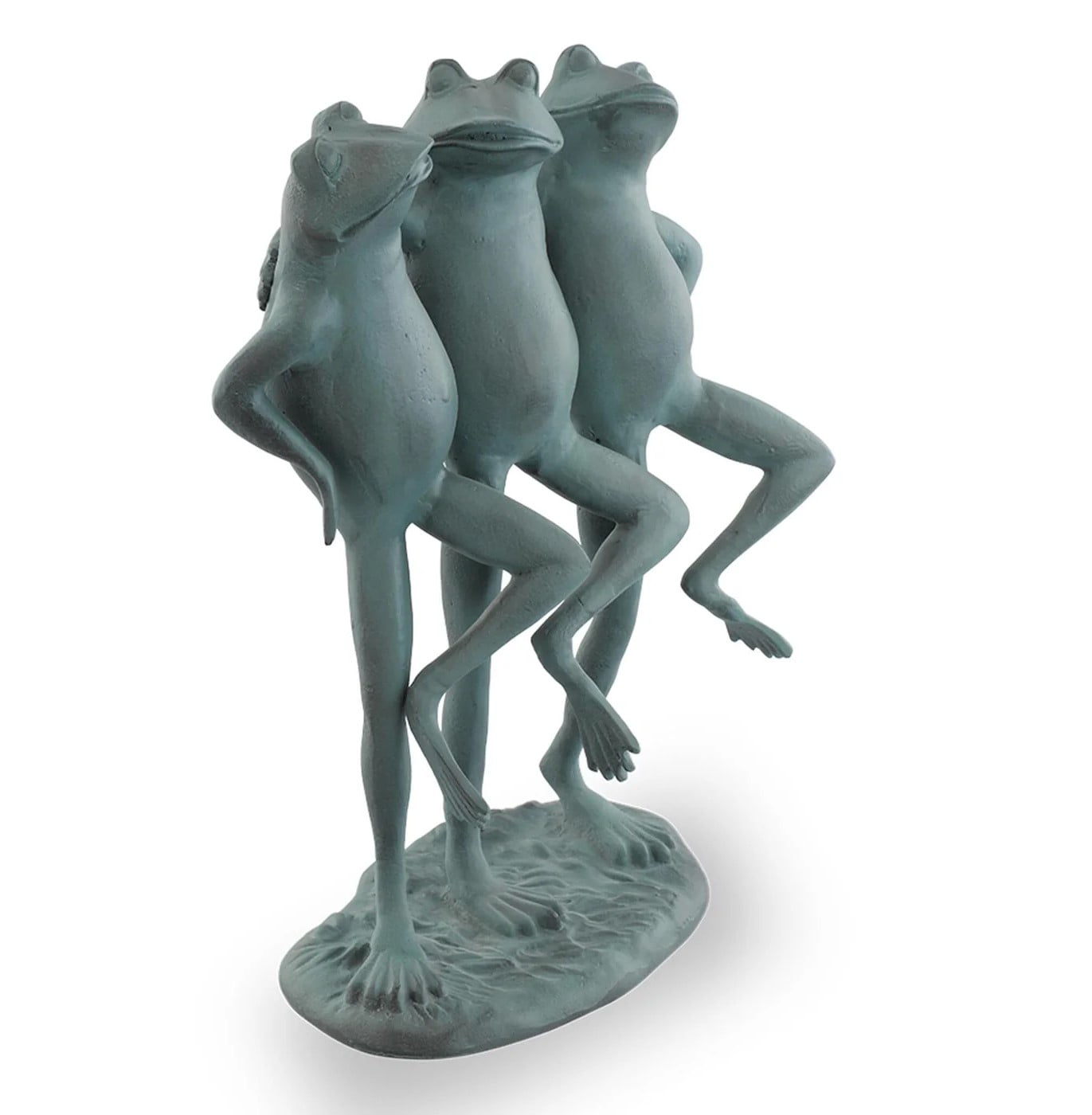 Dancing Frog Trio Verdigris Green Metal Garden Sculpture