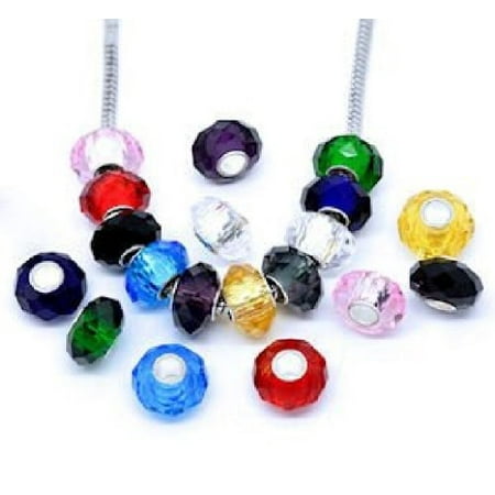 - Pack of Ten (10) Mix Colorful Crystal Faceted Glass Lampwork European Beads Charms