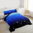 thumbnail image 3 of Castle Fairy Kids Girls Black Blue Glitter Print Twin Comforter Sets,Gradient Bedding Set, 3 of 8