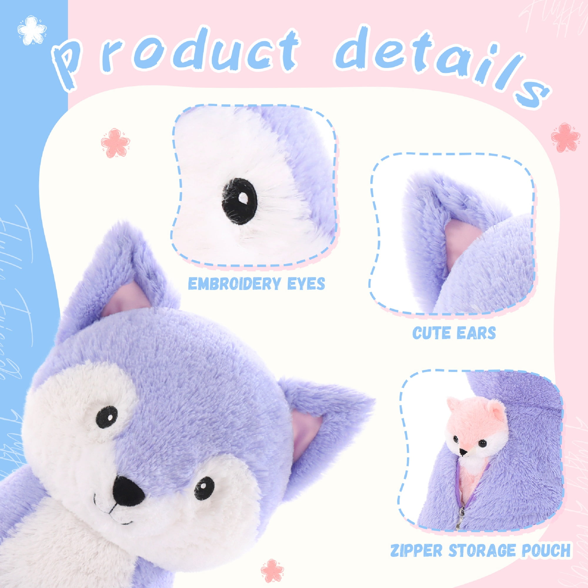 MaoGoLan 19" Fox Stuffed Animals Plush Toys Fox Mommy & Babies Set Plush Toy