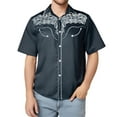 thumbnail image 4 of XDZJLR Mens T Shirts Western Cowboy Embroidered Short Sleeve Lapel Slim Fit Casual Button Down With Pockets Tees, 4 of 4