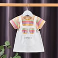 thumbnail image 6 of HAOYNU Toddler Kids Girls Short Sleeve Dresses Suspender Skirt Baby Spring Fall Stripe Dresses Mid length Comfortable Cute Dress Dresses Princess Dress,Sizes 1-5Y, 6 of 8