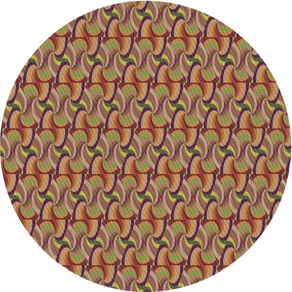 Ahgly Company Indoor Round Patterned Caramel Brown Area Rugs, 4' Round