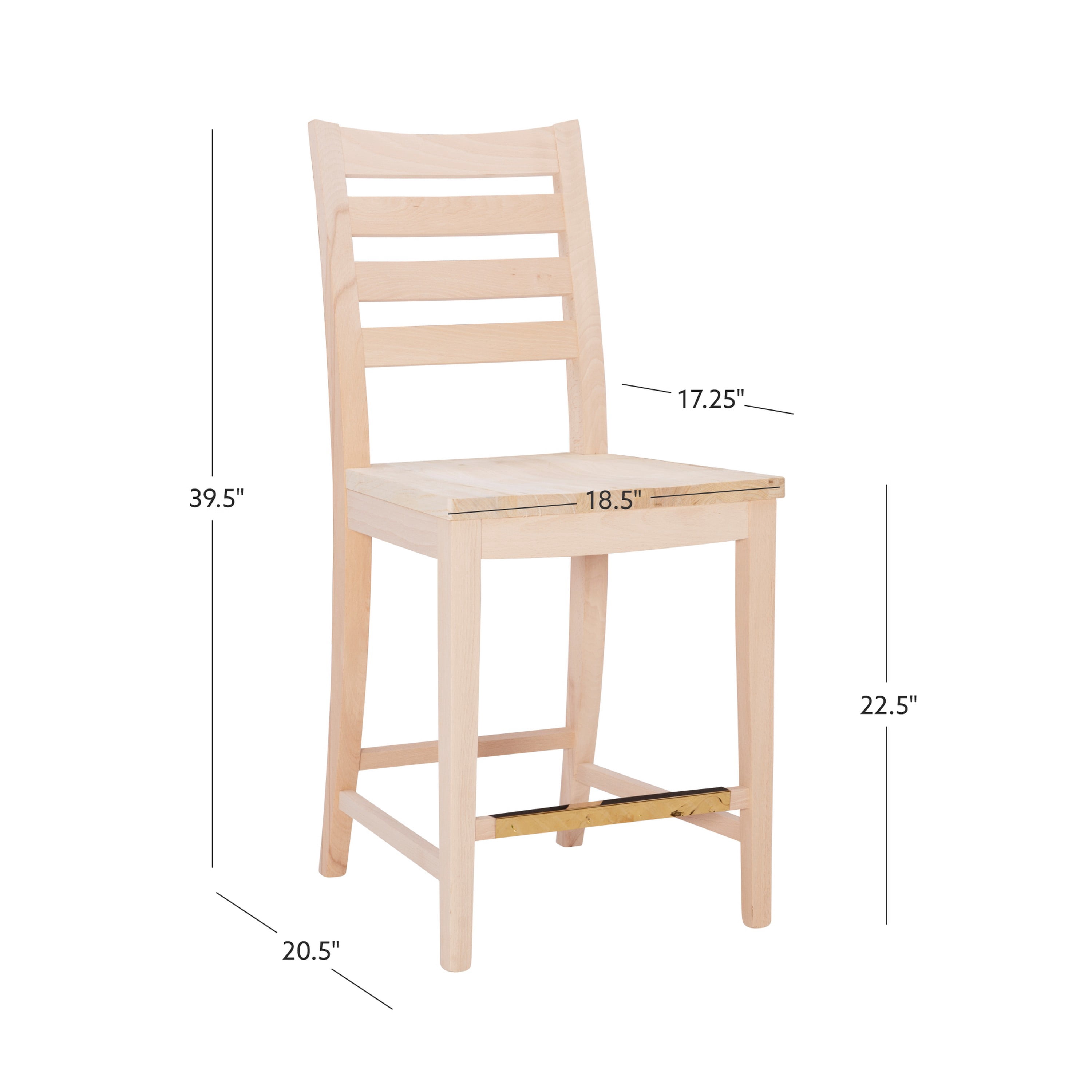 Linon Holdrege Counter Stools, 22.5" Seat Height, Set of 2, Unfinished