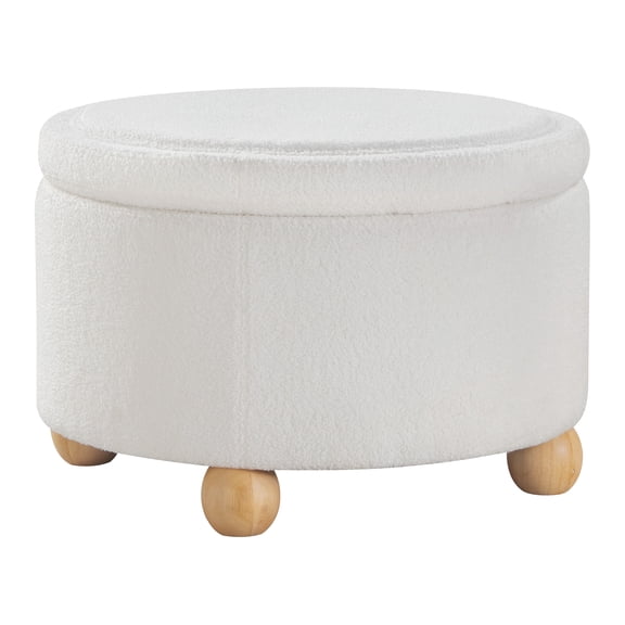 Baynes Storage Ottoman in Ivory Sherpa Fabric