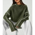 thumbnail image 3 of PRETTYGARDEN Women's Chunky Knit Sweaters Fall Long Sleeve Mock Neck Oversized Pullover Tops Winter Fashion Clothes, 3 of 8