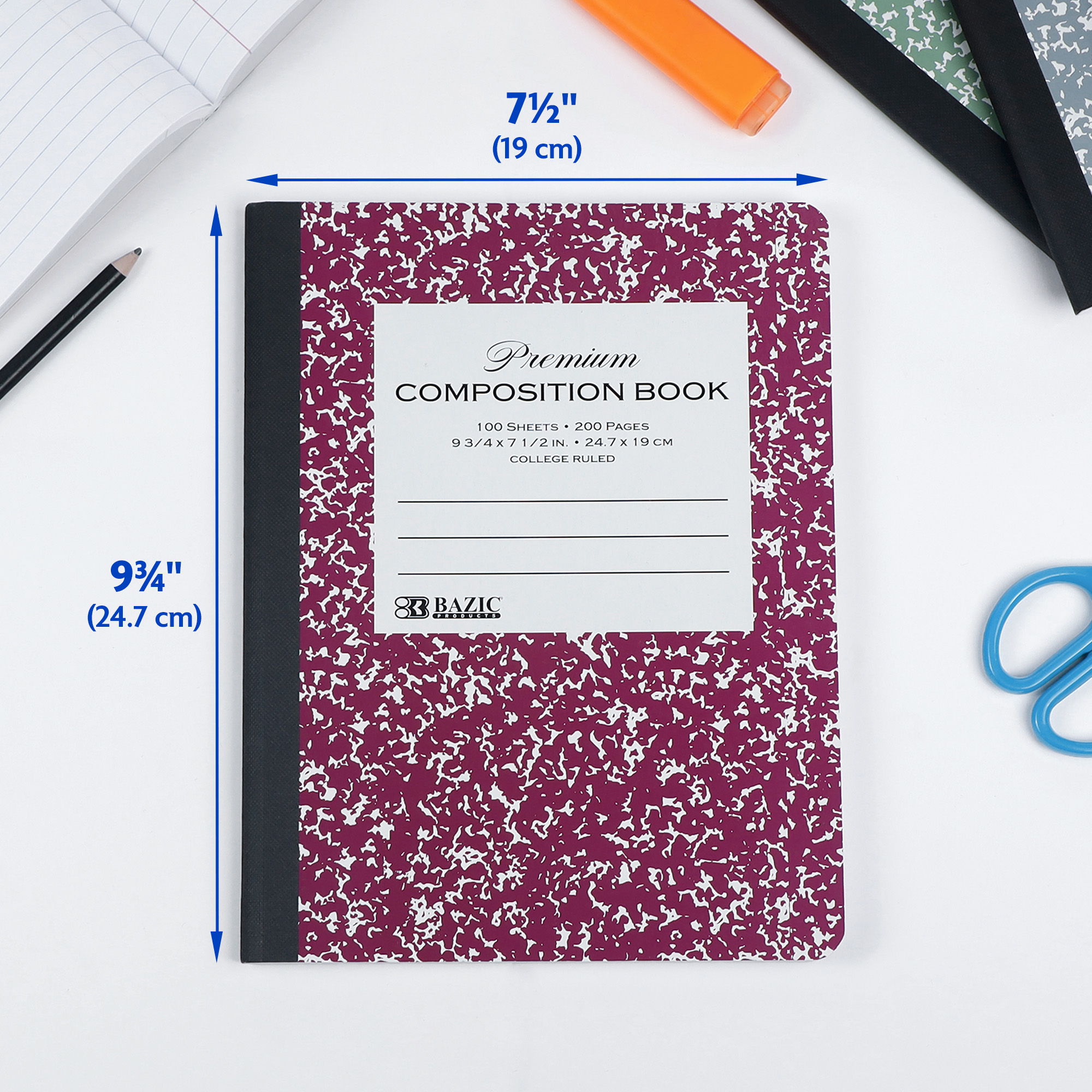 BAZIC Composition Notebook College Ruled, 100 Sheets Morandi Colors Premium Marble Cover Notebooks, 6-Pack
