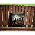 thumbnail image 2 of Black Cat Spooky Halloween Fabric Decorative Pillow 14 in x 14 in, 2 of 4
